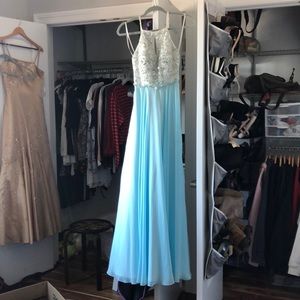 Light Blue Halter Prom Dress